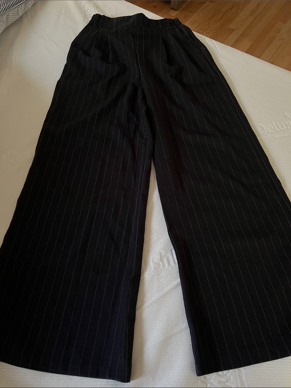 ASOS Black Pinstripe Wide-Leg Dress Pants New No tag